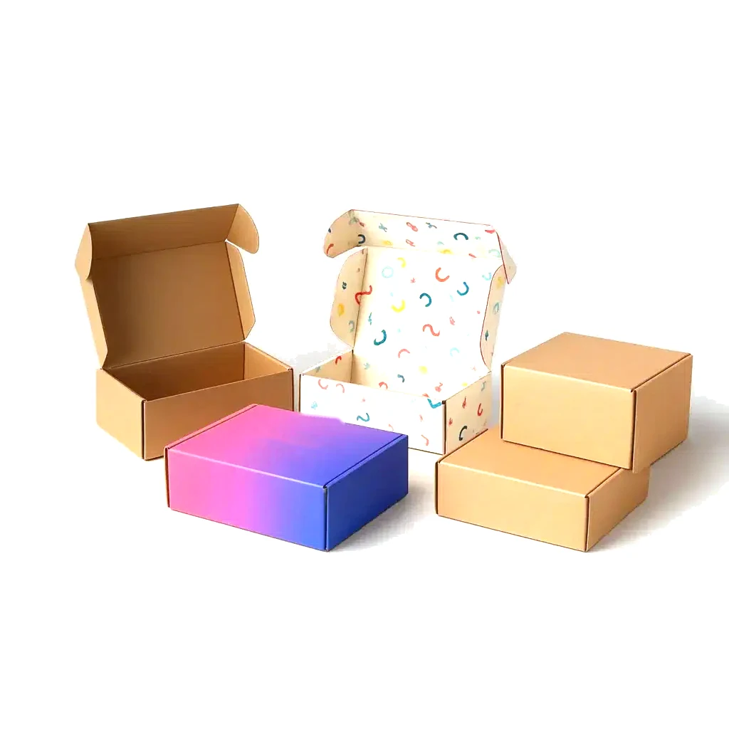 Custom printed corrugated mailer boxes, kraft and full-colour print